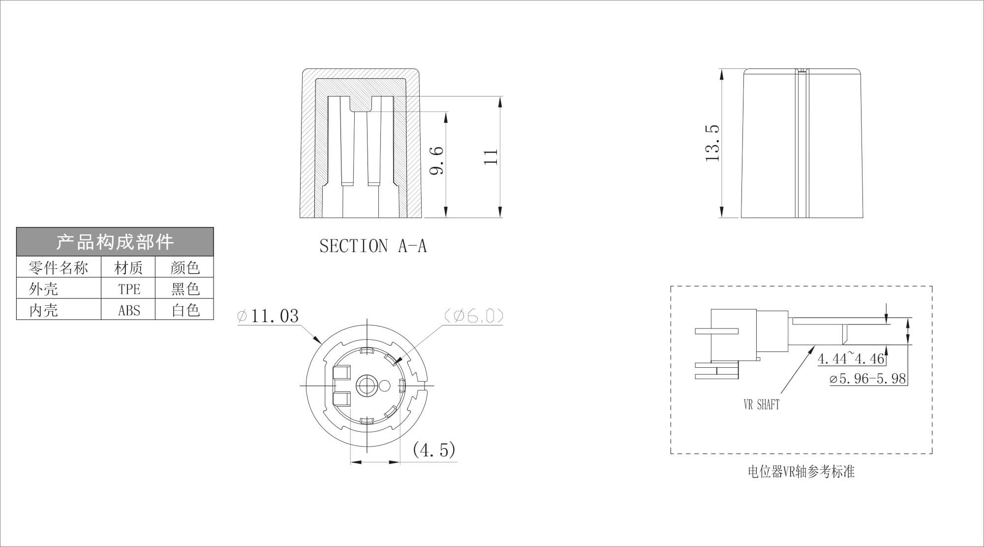 Plastic Two Color Knob X107